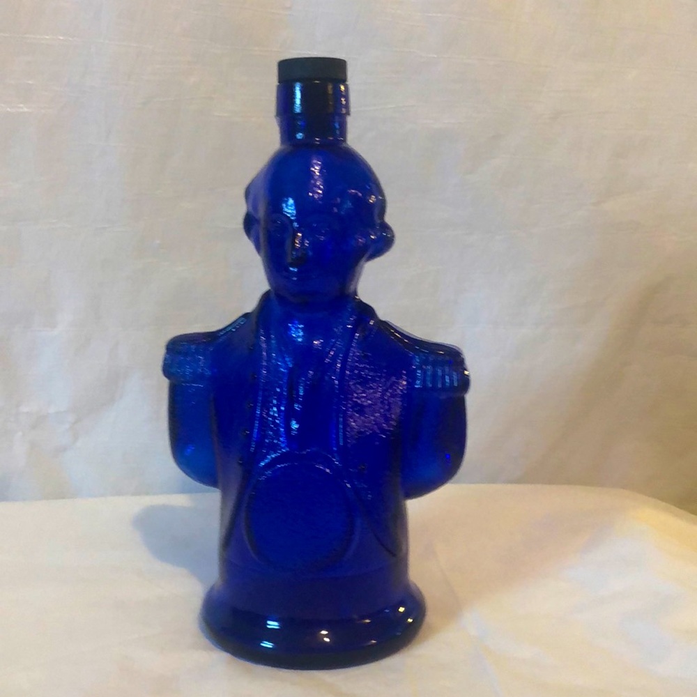 George Washington cobalt decanter cork top VTG Philadelphia PA Jacquin Co.